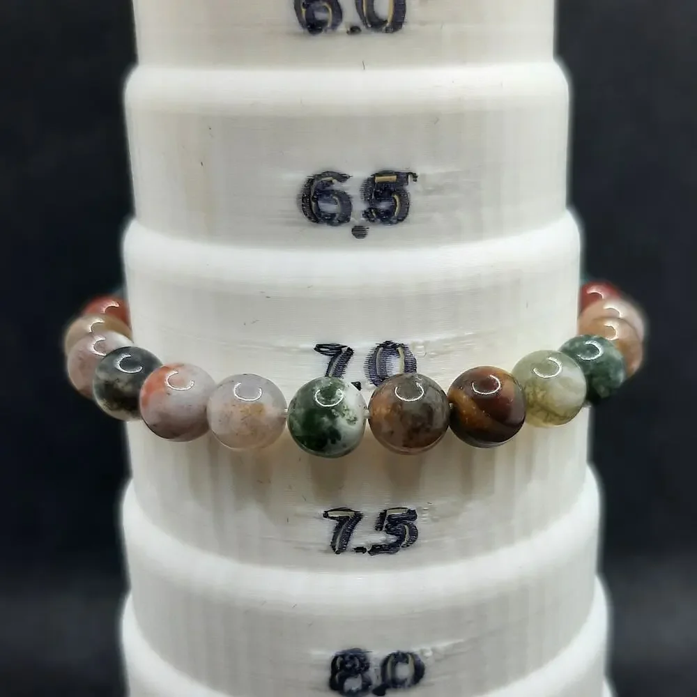 Indian Agate Beaded Bracelet Artisan Gemstone 8mm Stretch Stackable Boho Earthy